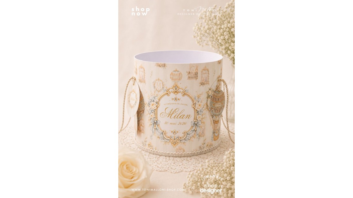 Trusou Botez Atelier Paris Carusel Vintage Monogramă Regală Balon cu Aer Cald 12